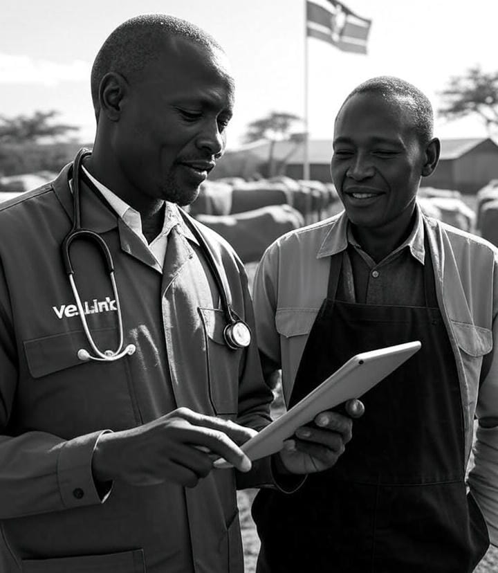 VetLink team working with farmers